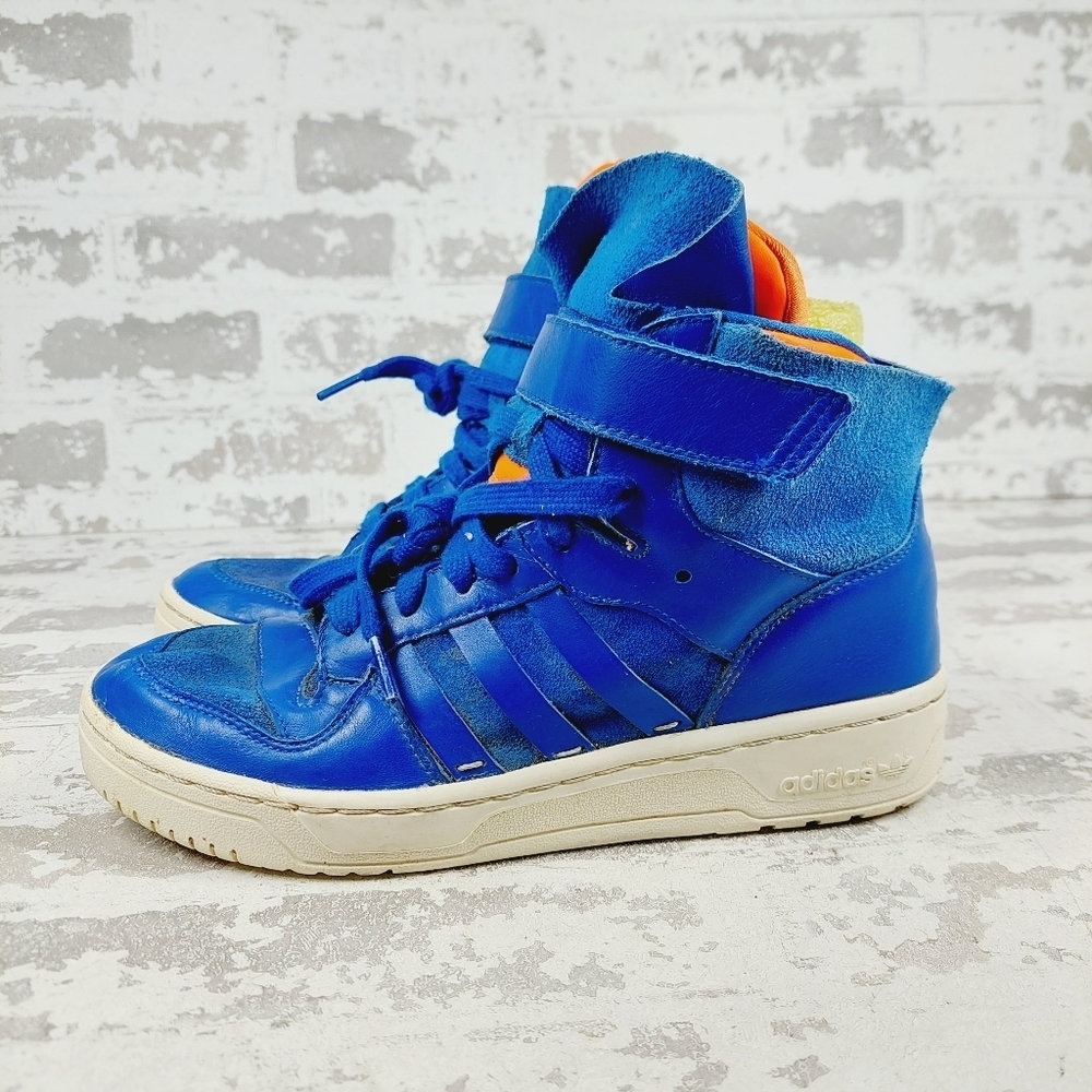 adidas Blue Rivalry Suede High Top Lace Up Athleisure Sneakers C1044